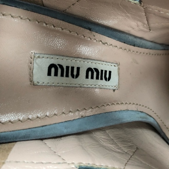 Miu Miu 38.5 Mary Jane pump heels silver grey leather suede buckle luxury Italy - Picture 6 of 9
